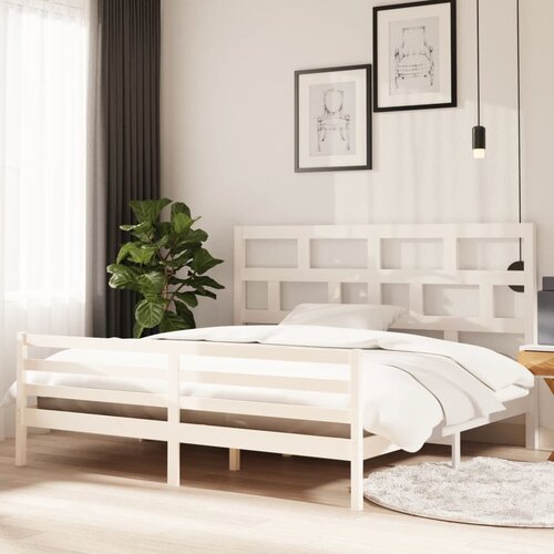  Okvir za krevet od masivne borovine bijeli 200 x 200 cm Slike