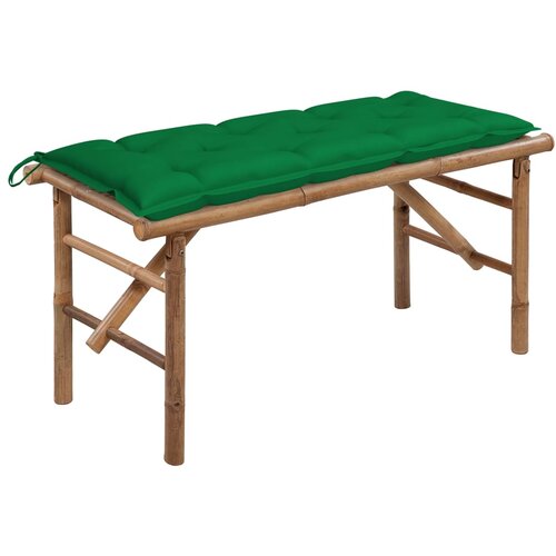 The Living Store Zložljiva vrtna klop z blazino 118 cm bambus - Vrtna Klop, (21437891) Slike