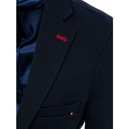 DStreet Men's elegant dark blue single-breasted jacket Slike
