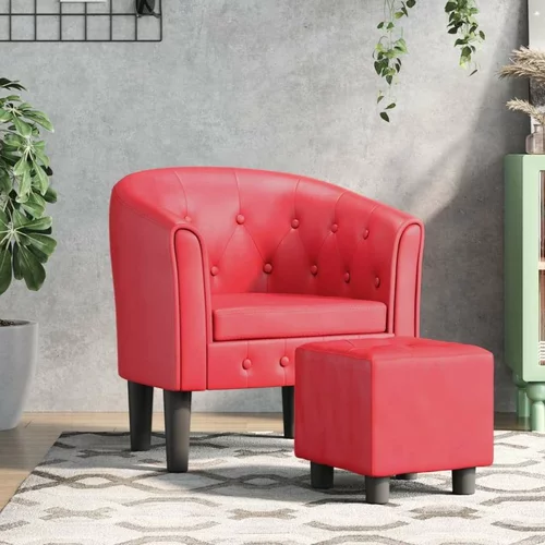  Tubast stol s stolčkom za noge iz rdečega umetnega us