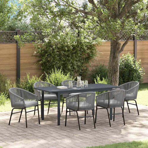  Vrtni set za objed 7 kom. Siva poliratan 180 x 80 x 74 cm Cijene