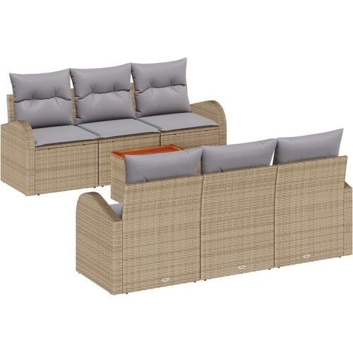  7-delni set vrtne sedežne garniture z blazinami Bež Poly Rattan Acacia Cene