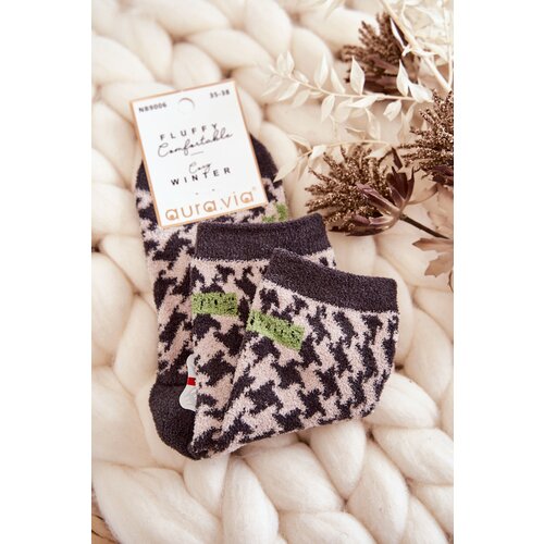Aura.via Women&amp;#039;s warm socks with vertical patterns gray and green Slike