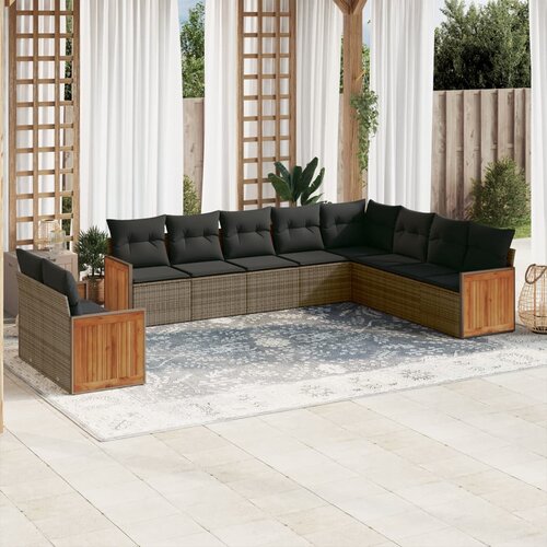 vidaXL 10-dijelni set vrtnih sofa od poliratana s jastucima sivi Cijene