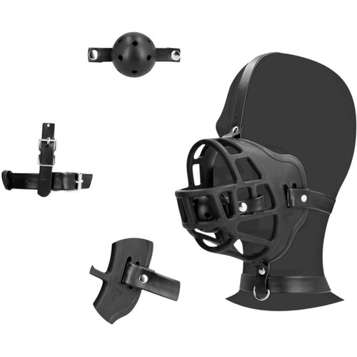 Ouch! Muzzle with Removable Ball Gag Black Slike