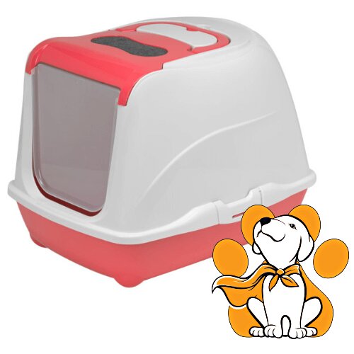 Moderna flip cat jumbo spicy coral 57cm, zatvoreni toalet za mačke, crveni Slike