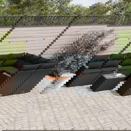  9-dijelni set vrtnih sofa s jastucima crni od poliratana Cijene