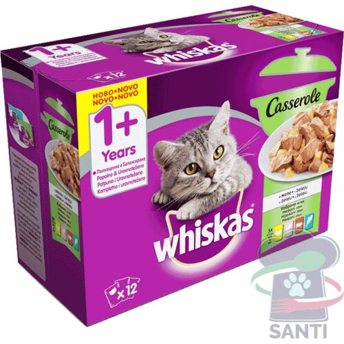 Whiskas Casserole vrečka me&amp;scaron;ani izbor, 12 x 85 g, hrana za mačke Slike
