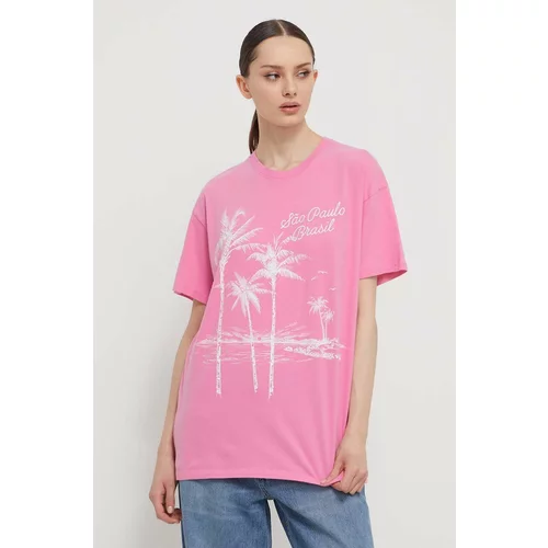 Hollister Co. Pamučna majica za žene, boja: ružičasta