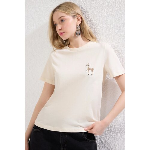 TRENDYOLMILLA Ženska majica TWOSS24TS00160, Bež Cene