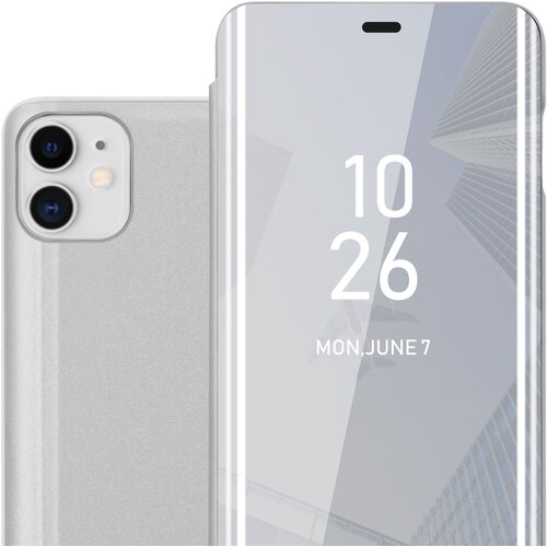 Cadorabo Ohi&amp;scaron;je, združljiv z Apple v Agate Silver - Clear View Zrcalo Za&amp;scaron;čitni pokrov s funkcijo stojala 360 stopinj za&amp;scaron;čita, (20569983) Slike
