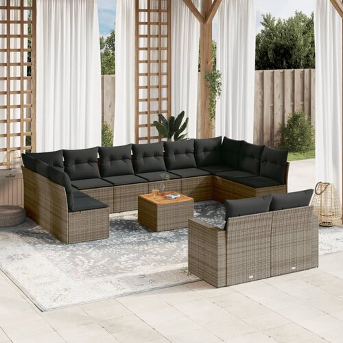 VidaXL 13-dijelni set vrtnih sofa od poliratana s jastucima sivi Slike