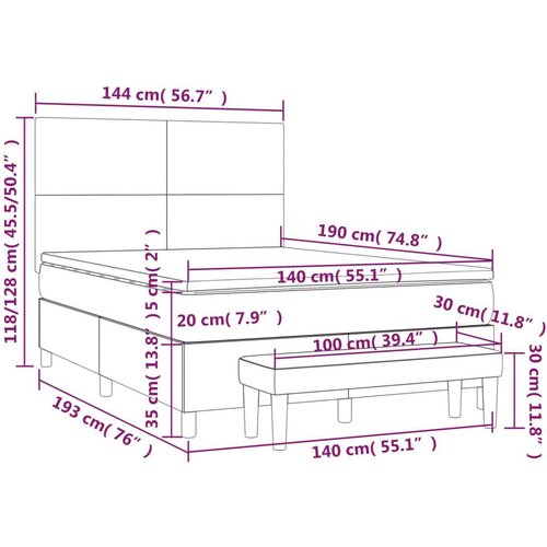 vidaXL Krevet s oprugama i madracem krem 140 x 190 cm od tkanine Cijene