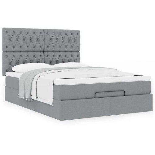 vidaXL Otomanski krevet s madracem svijetlosivi 140x190 cm od tkanine Cene