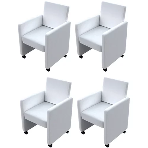  Blagovaonske stolice od umjetne kože 4 kom bijele