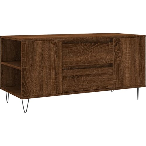 Maison Chic Klubska mizica - kavna mizica - Nizka mizica rjavi hrast 102x44,5x50 cm inženirski les, (21753869) Slike