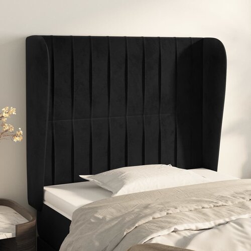  Uzglavlje s u&scaron;ima crno 103x23x118/128 cm bar&scaron;unasto Cijene