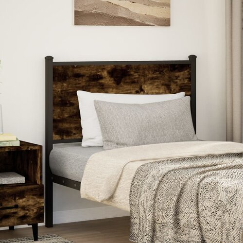 Maison Chic posteljno vzglavje - vzglavna omarica - nočna omarica dimljeni hrast 80cm inženirski les in jeklo, (21709537) Slike