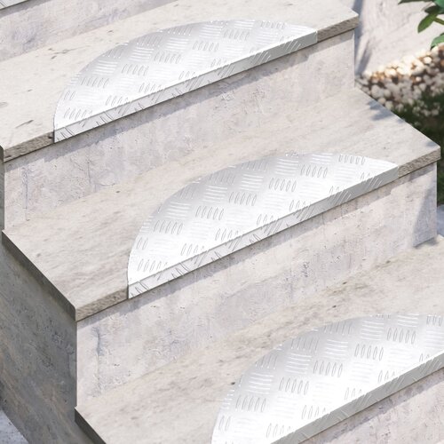 VidaXL Srebrna Aluminij 60 x 18 x 2.5 cm Aluminijske stepenice Kružne Slike
