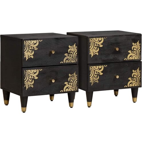 Noćni ormar 2 pcs Crna 40 x 33 x 46 cm Čvrsto drvo manga Cene