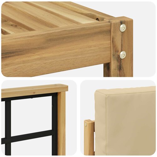  Set vanjskih sofa 7 kom. Bijela i bež Poliester Smeđa 59 x 59 x 37 cm Slike