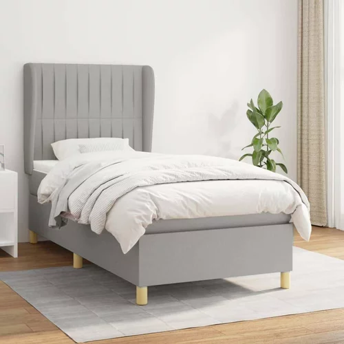 Box spring postelja z vzmetnico svetlo siva 90x190 cm blago, (20791575)