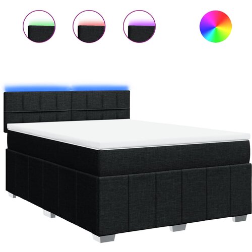 vidaXL Box spring postelja z vzmetnico črna 160x200 cm blago, (21321237) Cene