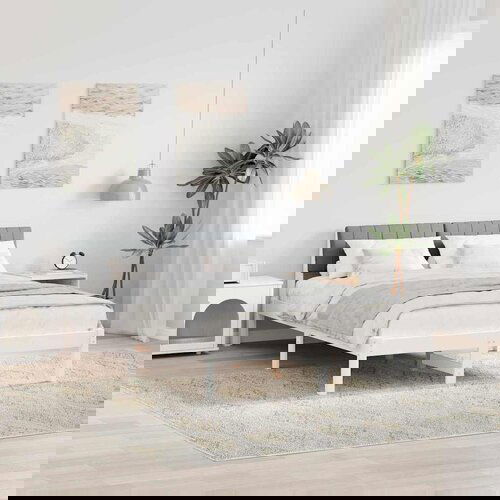 vidaXL Kovinska posteljna konstrukcija z vzglavjem Bela in svetlo siva, (5000084054) Cene