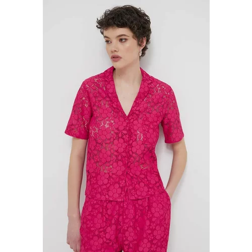 Desigual Košulja SIENA za žene, boja: ružičasta, relaxed, s klasičnim ovratnikom, 24SWCW30