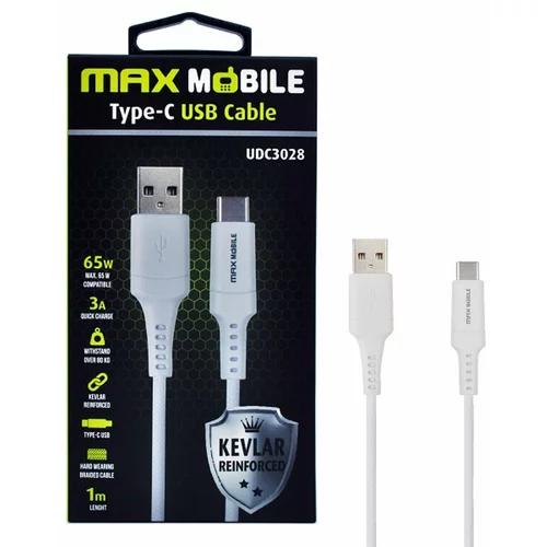 Max Mobile data kabel type c-type c UDC3028 kevlar white qc 3A 1m