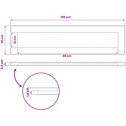  Pravokutni stolni vrh 100 x 30 x 3,2 cm Pravokutni Slike