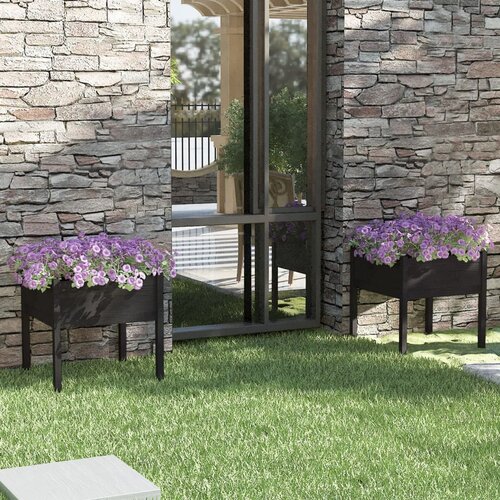 vidaXL vrtne sadilice 2 kom crne 70 x 70 x 70 cm od masivne borovine Cijene