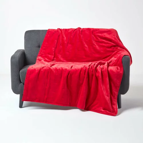 HOMESCAPES Prešita odeja iz rdečega žameta, 125x150 cm, (20750234)