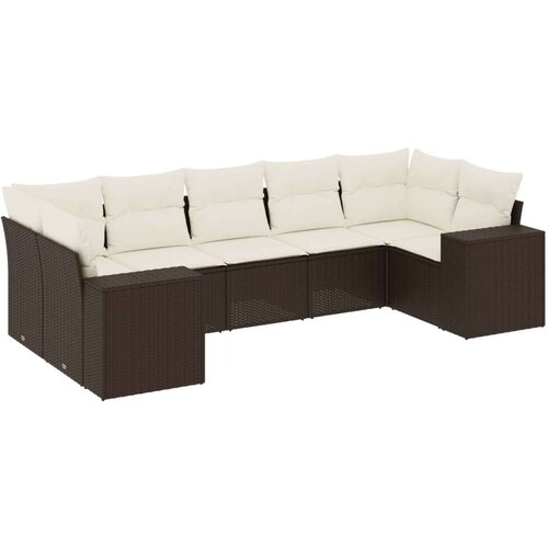 VidaXL 7-dijelni set vrtnih sofa od poliratana s jastucima smeđi Slike