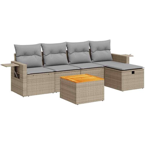 VidaXL 6-dijelni set vrtnih sofa s jastucima bež od poliratana Slike
