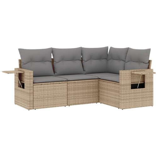  4-dijelni set vrtnih sofa s jastucima bež od poliratana Slike