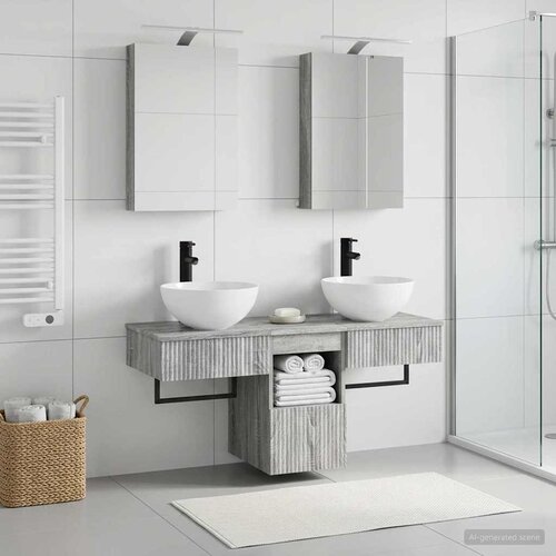  Set ormarića za kupaonicu 5 pcs Siva Sonoma 40 x 10,5 x 60,5 cm Cene