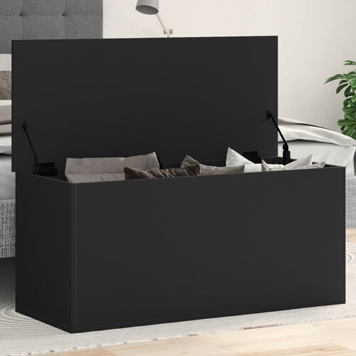 vidaXL Škatla za shranjevanje črna 100x42x46 cm inženirski les Cene