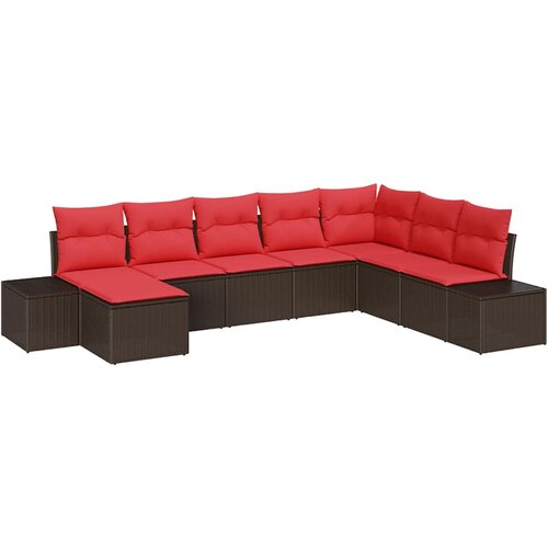 vidaXL Vrtna sedežna garnitura 8 pcs Rjava in rdeča 319 x 209 x 85 cm, (5000020129) Cene