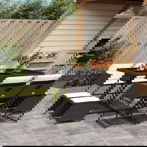 VidaXL 9-dijelni vrtni blagovaonski set s jastucima crni od poliratana Slike