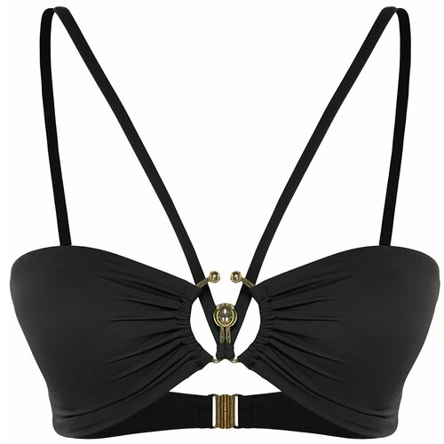 Trendyol Black Strapless Accessorized Bikini Top Cene