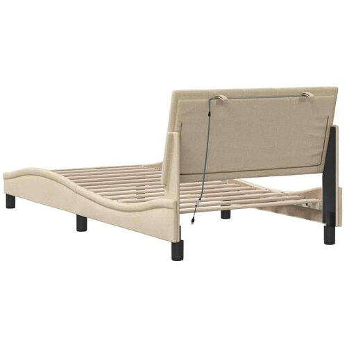  Okvir za krevet bez madraca krem 100 x 200 cm od tkanine Slike