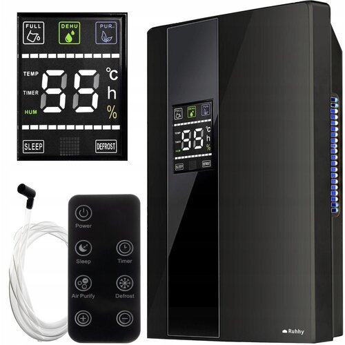  2v1 90W razvlaževalec in čistilec zraka LCD - absorber vlage 1,8L črn Slike