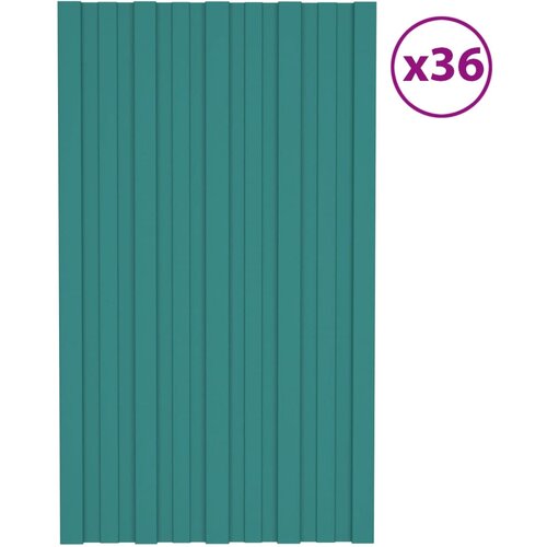 vidaXL Strešni paneli 36 kosov pocinkano jeklo zeleni 80x45 cm Cene