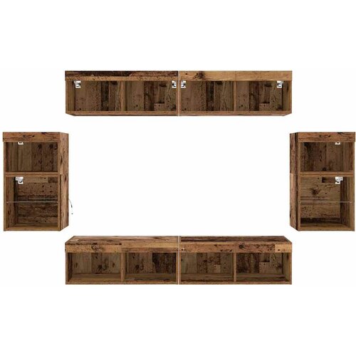 Set TV komoda S LED lampica 8 pcs Staro drvo Konstruirano drvo Slike