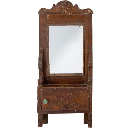 Bloomingville Stensko ogledalo z lesenim okvirjem 17,5x43 cm Sehar &amp;ndash; Slike