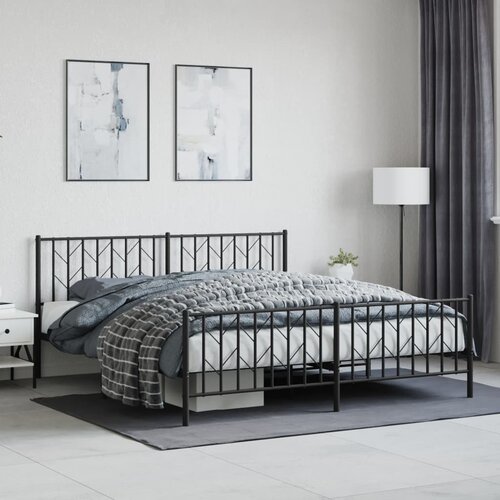 vidaXL Metalni okvir kreveta uzglavlje i podnožje crni 180x200 cm Cijene
