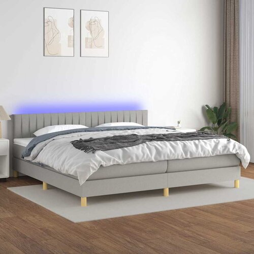  box spring s madracem LED svjetlosivi 200x200 cm tkanina Cijene