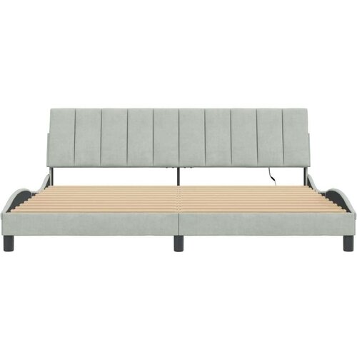 vidaXL Posteljni okvir z LED lučkami svetlo siva 200x200 cm žamet Cene