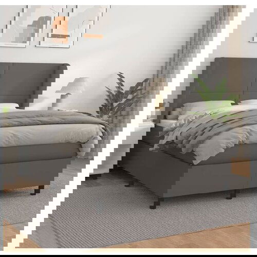 vidaXL Box spring postelja z vzmetnico siv 140x190 cm umetno Cene